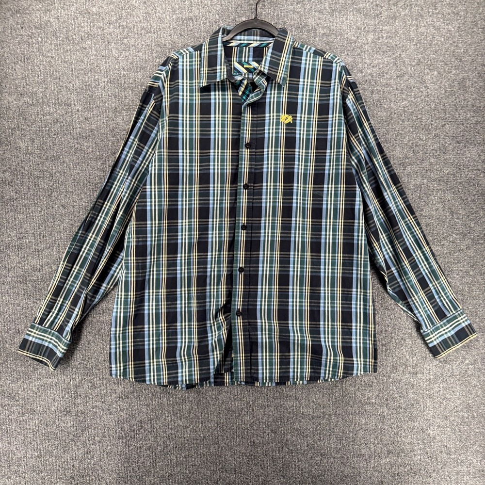 Pelle Pelle Shirt Men XL Blue Plaid Button Up Long Sleeve Casual Grunge Gorpcore